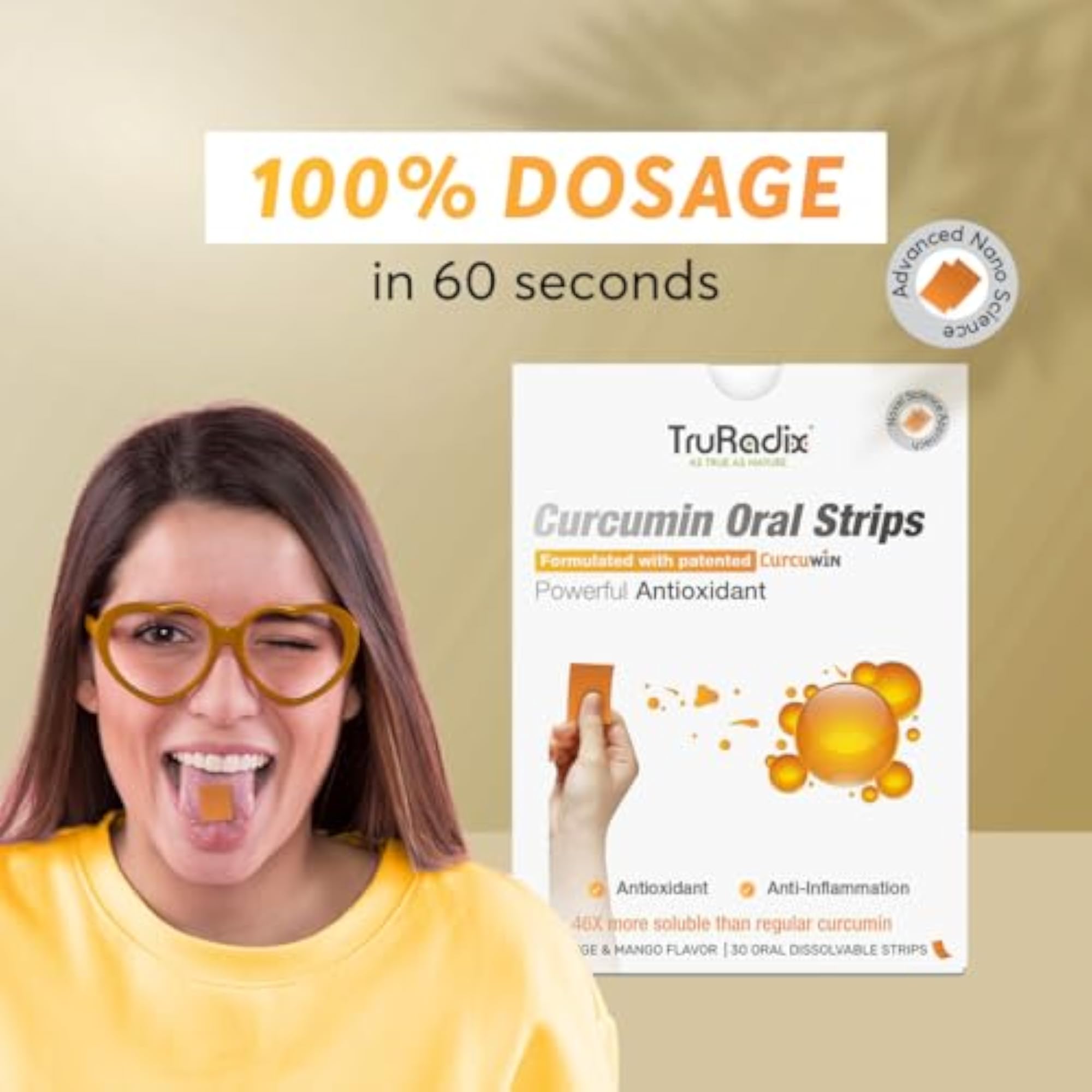 Curcumin Supplements - 30 Count Turmeric Oral Dissolving Strips